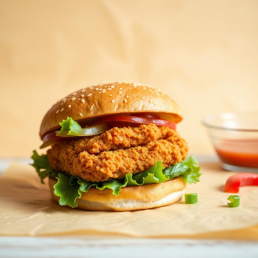 Burger au poulet croustillant
